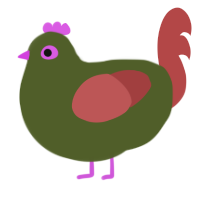 A olive and red chicken