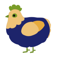 A navy and honey chicken with a head pattern
