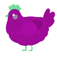 A plum chicken with a speckle pattern