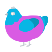 A orchid and cerulean chicken with a head pattern