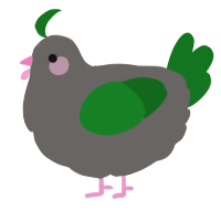 A grey and leaf chicken
