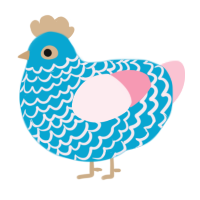A cerulean and rose chicken with a lace pattern