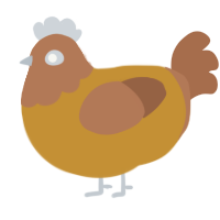 salted caramel, a gold and brown chicken with a head pattern
