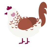 A white and russet chicken with a half-lace pattern