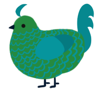 A viridian and teal chicken with a lace pattern