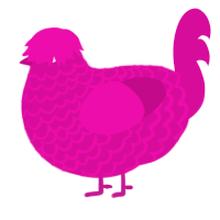 A fuchsia chicken with a lace pattern