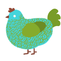 Kickapoo Joy Juice, a aqua and chartreuse chicken with a double-lace pattern