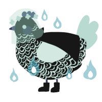 Zahir, a black and mint chicken with a double-lace pattern
