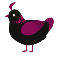 Now Lie for Me, a black and wine chicken with a neck-speckle pattern