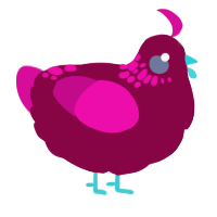 Supernova, a maroon and fuchsia chicken with a neck-speckle pattern