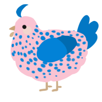 A rose and sapphire chicken with a speckle pattern