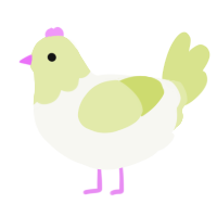 A white and lemon chicken with a head pattern