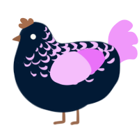 A tumblr and lavender chicken with a half-lace pattern