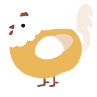 A honey and cream chicken with a head pattern