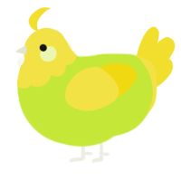 A lime and yellow chicken with a head pattern