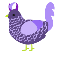 Erin, a overcast and lilac chicken with a lace pattern