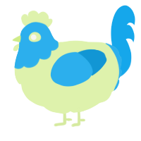 A apple and sky chicken with a head pattern