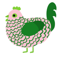 A rose and leaf chicken with a lace pattern