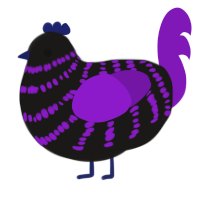 A sable and violet chicken with a bar pattern