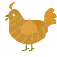 A gold and orange chicken with a bar pattern