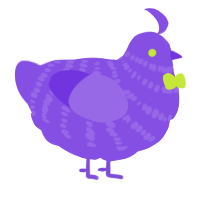 Blurp, a blurple chicken with a bar pattern