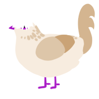 A cream and beige chicken with a neck-speckle pattern