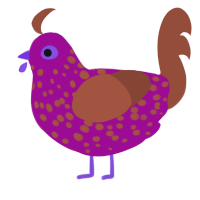 A plum and russet chicken with a speckle pattern