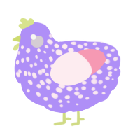 A lilac and rose chicken with a speckle pattern