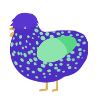 A indigo and spring chicken with a speckle pattern