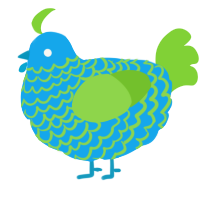 A sky and grass chicken with a lace pattern