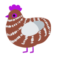 A russet and mist chicken with a bar pattern