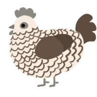 A cream and bark chicken with a lace pattern