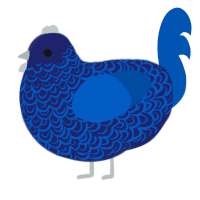A navy and ultramarine chicken with a double-lace pattern
