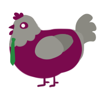 A wine and ash chicken with a head pattern