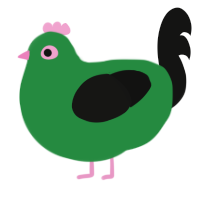 A viridian and black chicken