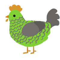 A grass and grey chicken with a lace pattern