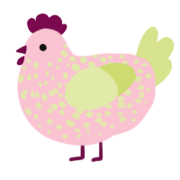 A rose and lemon chicken with a speckle pattern
