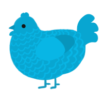 A cerulean chicken with a lace pattern
