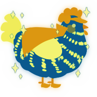 A ultramarine and apple chicken with a bar pattern