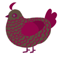 Sulla, a bark and maroon chicken with a lace pattern