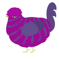 A plum and overcast chicken with a bar pattern
