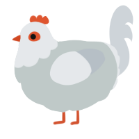 A silver and mist chicken with a head pattern