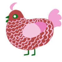 Ugly Xmas Sweater, a red and pink chicken with a lace pattern