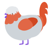 old man energy, a mist and vermilion chicken with a head pattern