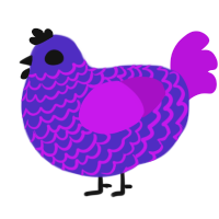 Glow Stick, a indigo and amethyst chicken with a lace pattern