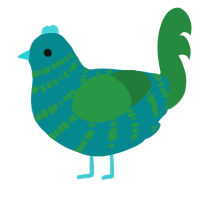 A teal and viridian chicken with a bar pattern
