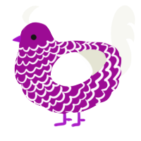 A plum and white chicken with a lace pattern