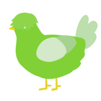 A grass and gluppy chicken