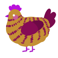 A gold and wine chicken with a bar pattern