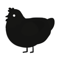 Sulfur, a black chicken with a head pattern